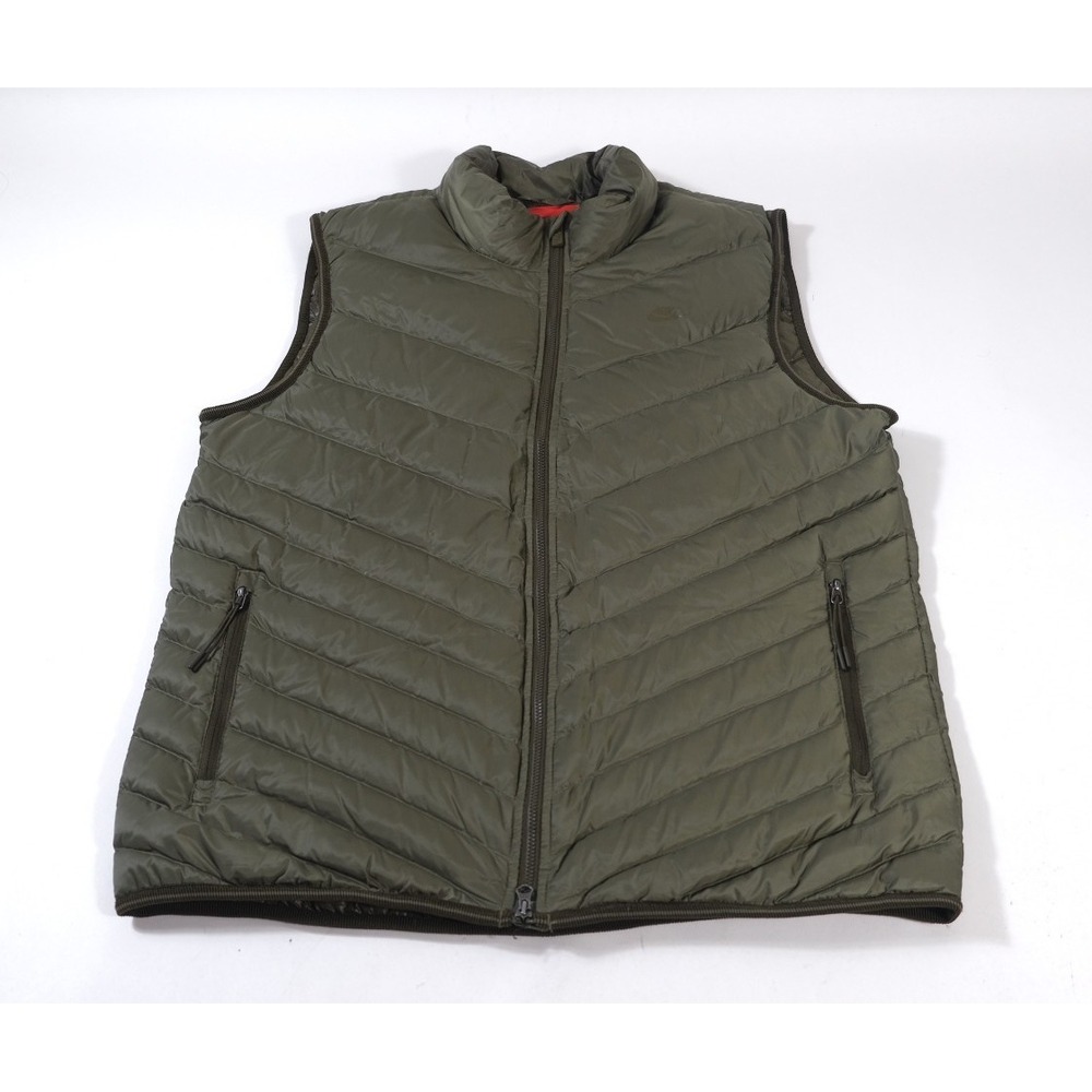 Nike Puffer Vest Women L Green Goose Down Quilted Full Zip Sleeveless Jacket